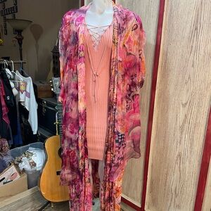 URU Art Deco silk open kimono bohemian wrap